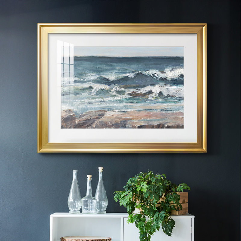 Ocean Breakers II, reproduction d'art encadrée, Or, H 19 po x l 27 po x P 1,5 po