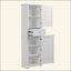 Grande armoire de rangement pour salle de bain, armoire de rangement autoportante avec tiroir et tablette réglable, panneau de fibres à densité moyenne avec finition peinte-366261532
