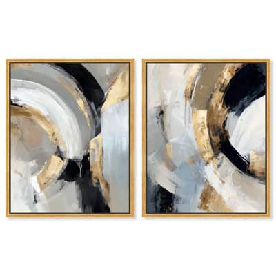 Golden Archway Duo, reproduction d'art encadrée, ensemble d'art mural boho doré par Art Remedy, cadre noir, 24 x 30