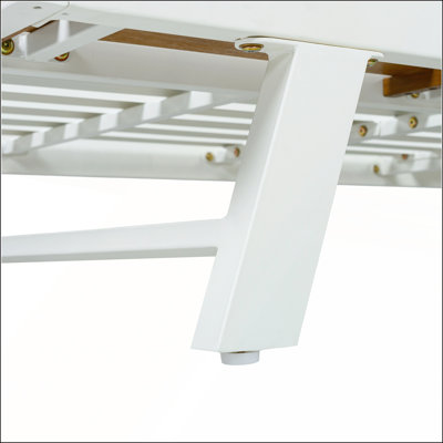 Chaise longue en fer blanc et teck, dossier réglable, rangement plat, capacité de 400 lb pour une détente en plein air