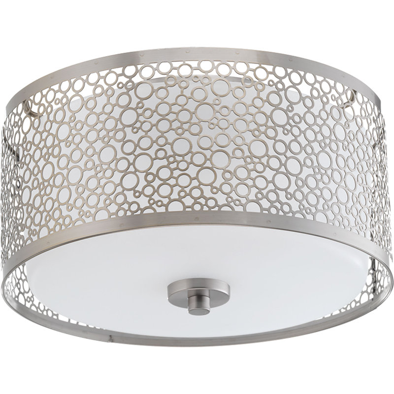 Plafonnier encastré cylindrique à 1 lumière DEL Kimal, Nickel brossé, H 5,88 po x l 11 po x p 11 po