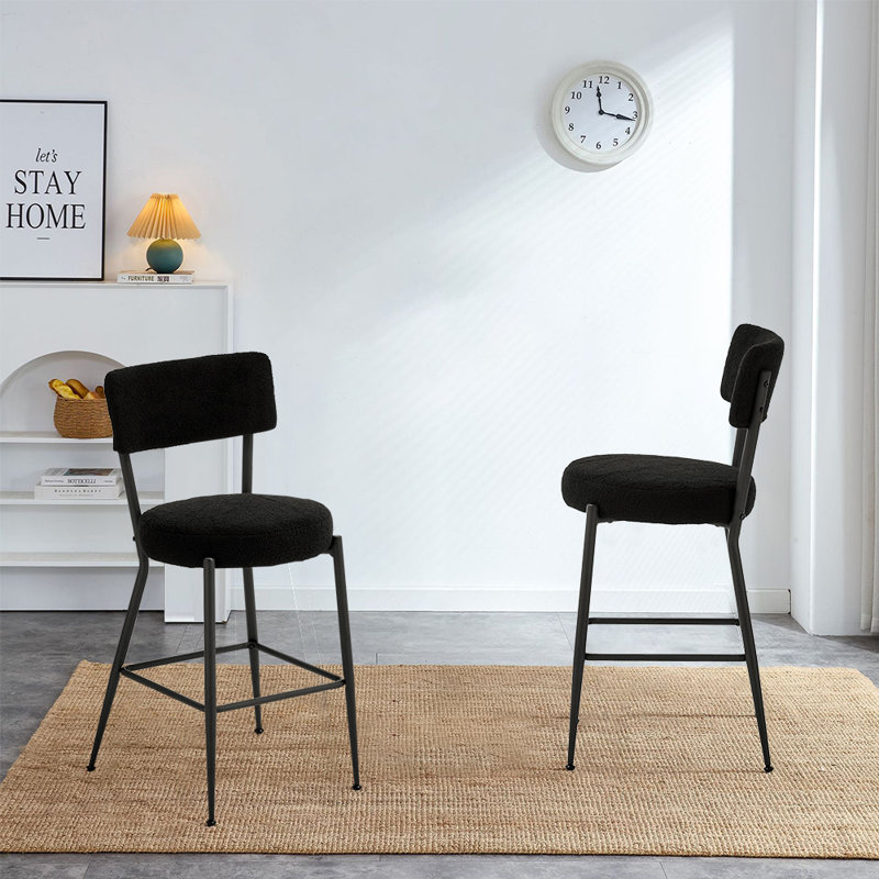 Tabouret de comptoir 25 po Rachell, Noir, Noir