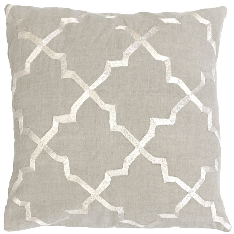 Embroidered Linen Throw Pillow