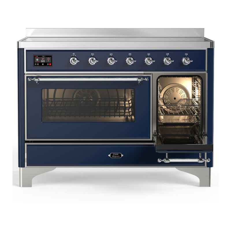 Cuisinière à induction 48 pouces avec 6 éléments à induction bleu nuit Majestic III Series (garniture chromée), Bleu nuit