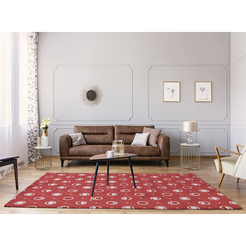 Tapis rouge/blanc lune phases, Rectangle 9 pi x 12 pi