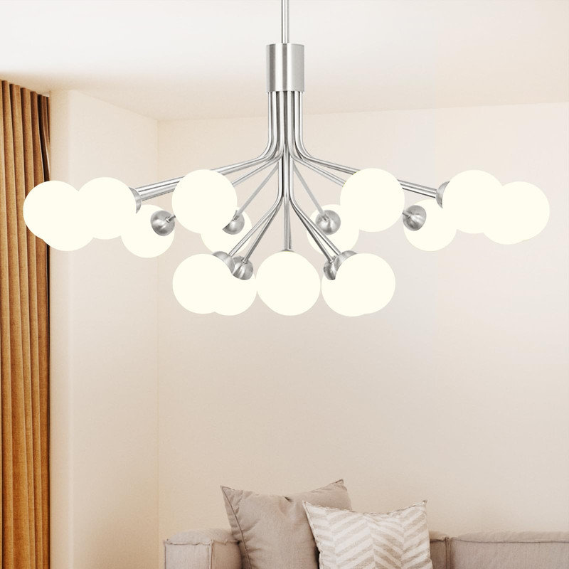 Lustre 35,5 "avec 18 lumières Spoutnik, Chrome
