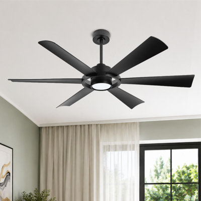 60“ Modern Large 6-Blade Ceiling Fan With LED Lights and Remote Control