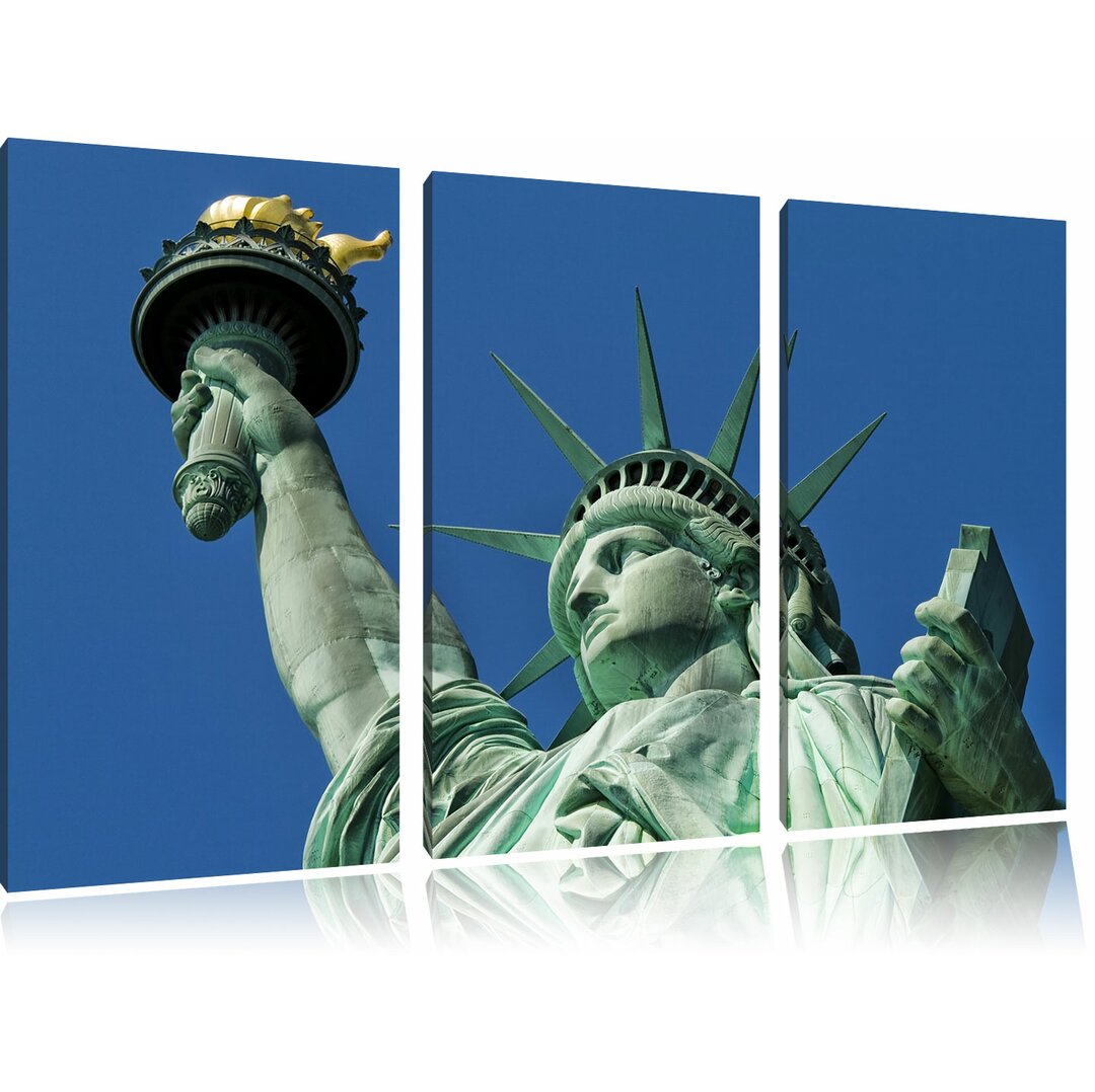 3-tlg. Leinwandbilder-Set „Gigantische Freiheitsstatue in New York“, Fotodruck