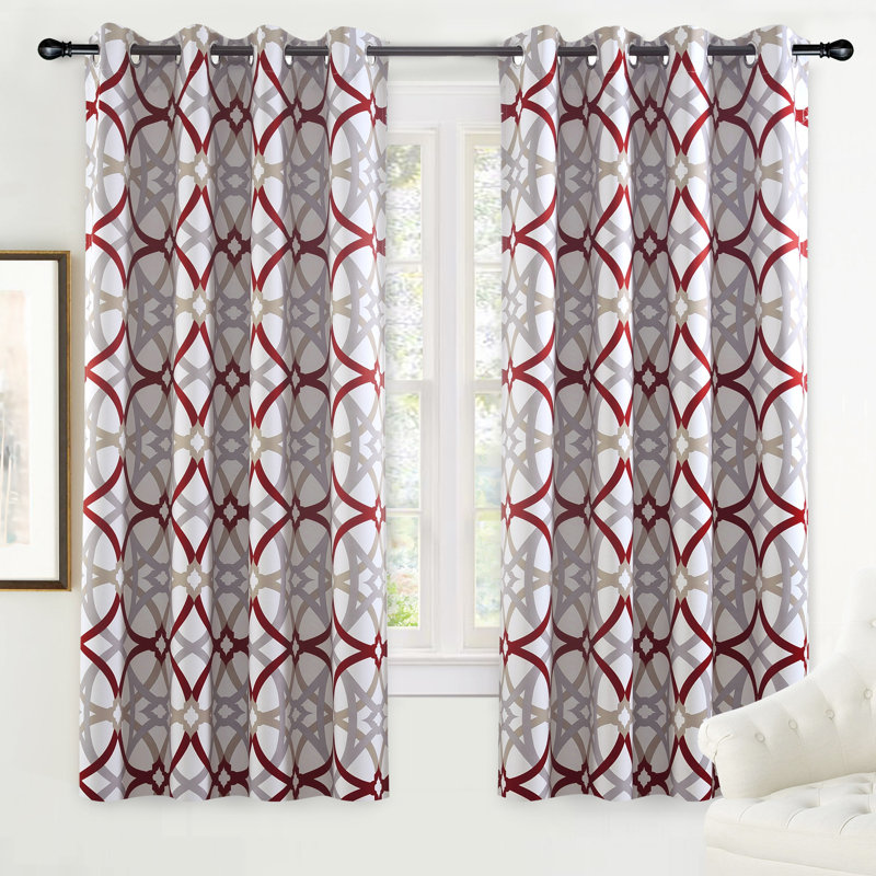 Hambly Geometric Blackout Curtains for Living Room Thermal Insulated Room Darkening Geo Moroccan Mid Century Grommet Bedroom Drapes