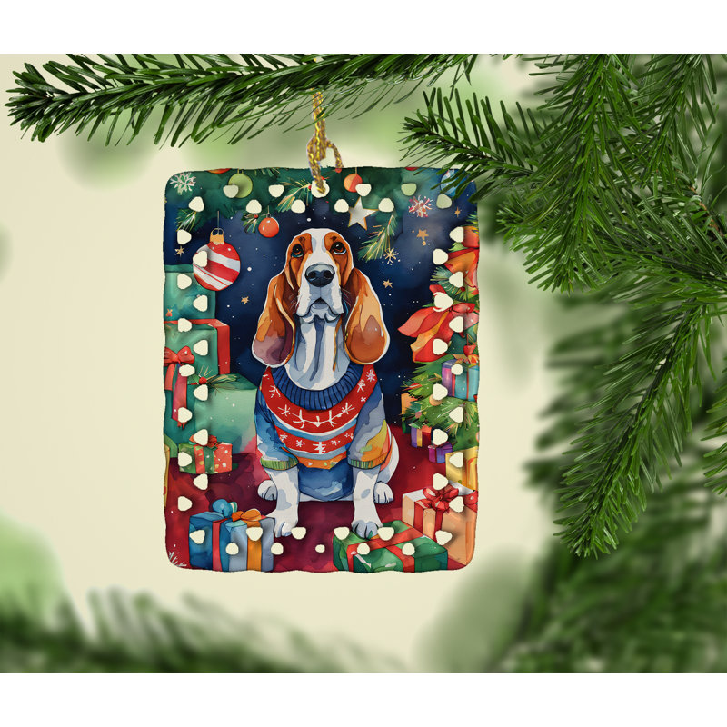 Ornement de Noël en porcelaine Basset Hound, Basset Hound 3345
