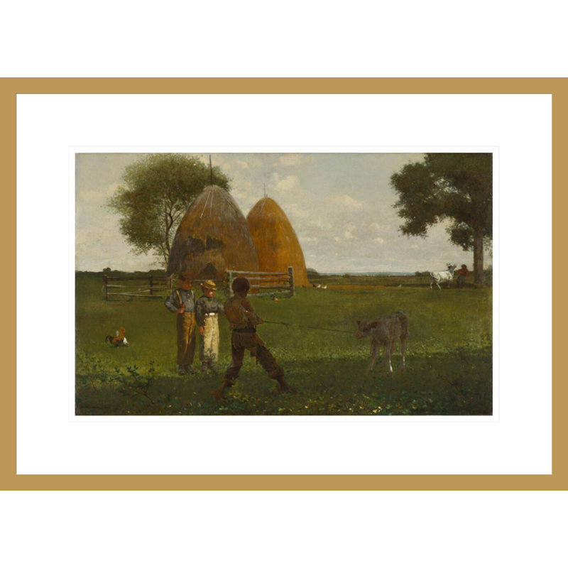 «Weaning the Calf» par Winslow Homer, impression giclée sur cadre, H 15,82 po x l 21,75 po