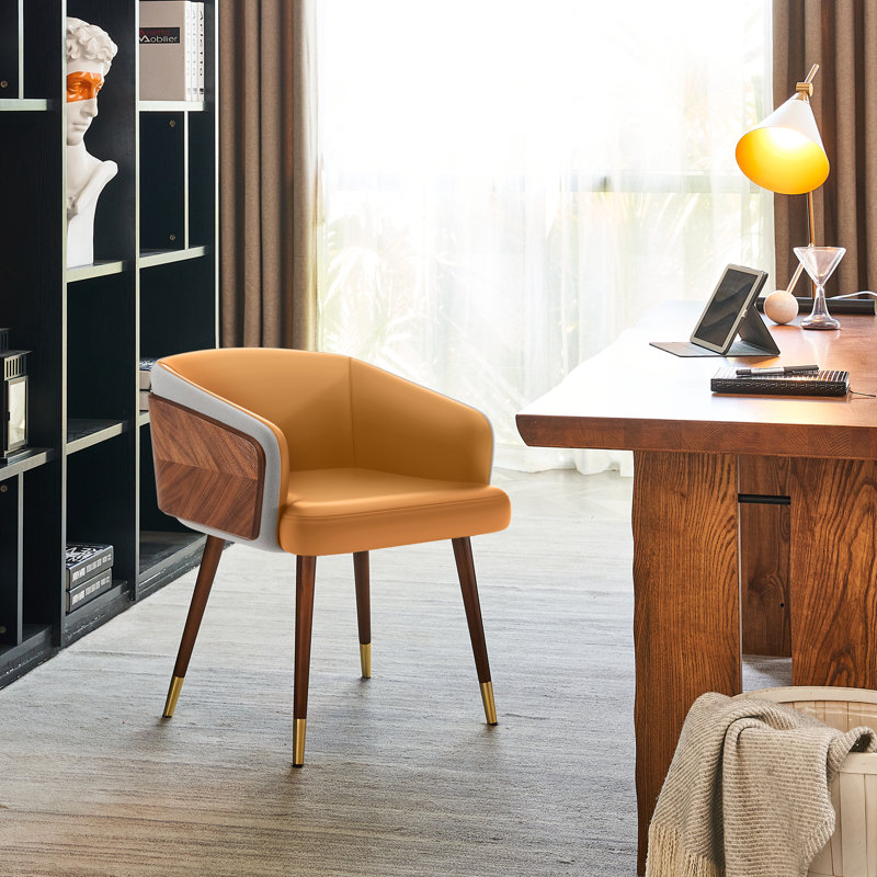 Enrico Fabric Upholstered Dining /Arm Chair, Mustard Yellow