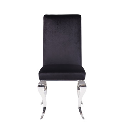 Fabiola Black Fabric & Stainless Steel Side Chair (Set Of 2)