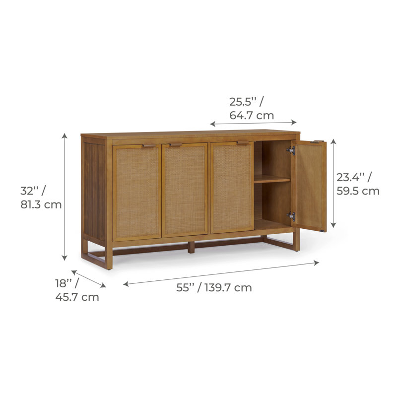 Buffet en bois massif Ameer, Naturel