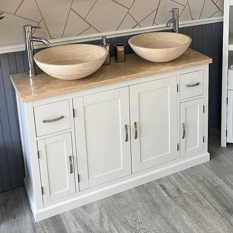 Bussell 1230 mm Freestanding Double Vanity with Vessel Stone Basin