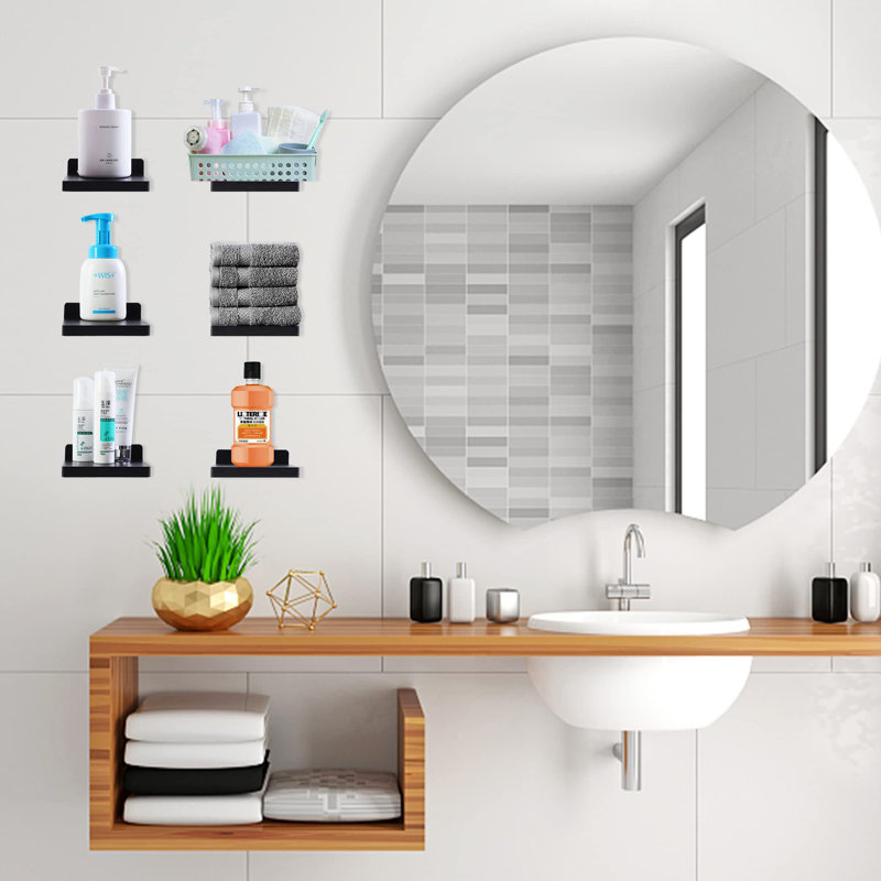 Small Floating Shelf, Set Of 6 Black Shelf For Wall Decor Storage Wall Mounted Small Wall Shelf For Bedroom Living Room Bathroom Kitchen -5X5 Inch