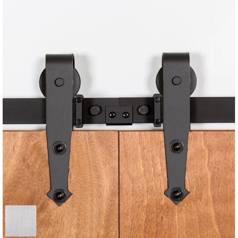 Ensemble de quincaillerie standard pour porte de grange double, 120 po, Acier inoxydable brossé