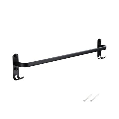 Porte-serviettes en aluminium noir, porte-serviettes, porte-serviettes supérieur et inférieur, porte-serviettes