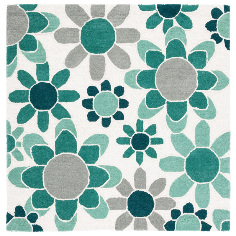 Asdur Hand Tufted Wool And Cotton With Latex Rug, Square 5'