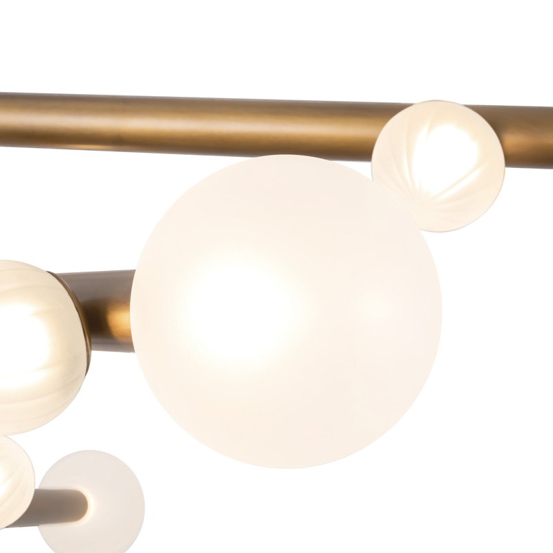 Reese 12 - Light Chandelier, Vintage Brass/Opal Glass