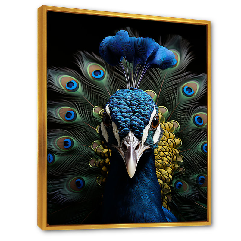 Mystical Peacock Gaze II sur impression sur toile, Cadre flottant doré, H 32 po x l 16 po x P 1 po