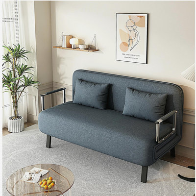 Fauteuil-lit convertible de 55 po, canapé-lit à trois volets avec dossier et coussin réglables, canapé-lit de loisirs avec structure en fer robuste pour la maison et le bureau, fauteuil-lit confortable
