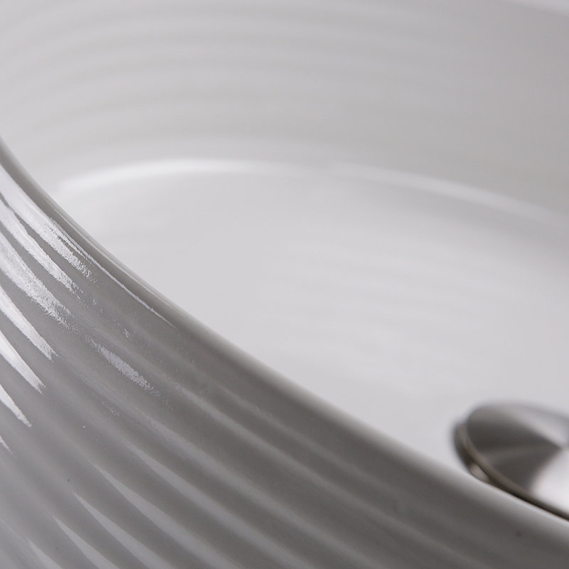 16'' White Fireclay Round Vessel Bathroom Sink