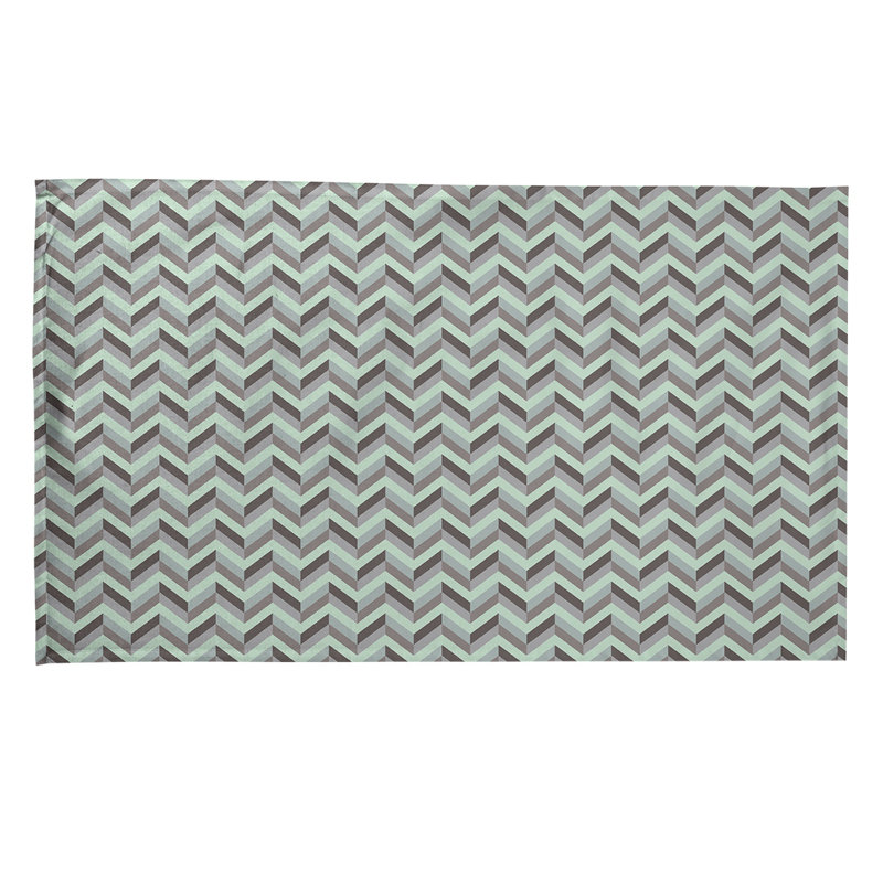 Serviette à thé chevron Mcguigan, Sergé de coton, Gris / vert clair