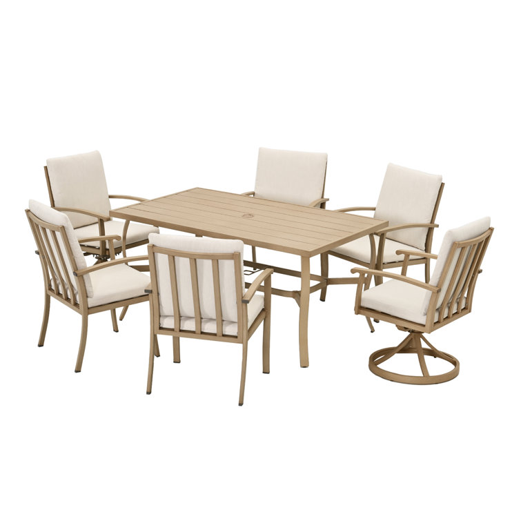 Colby Aluminum Patio Dining Set With 2 Swivel Dining Chairs, Dining Chairs And Washable Cushions