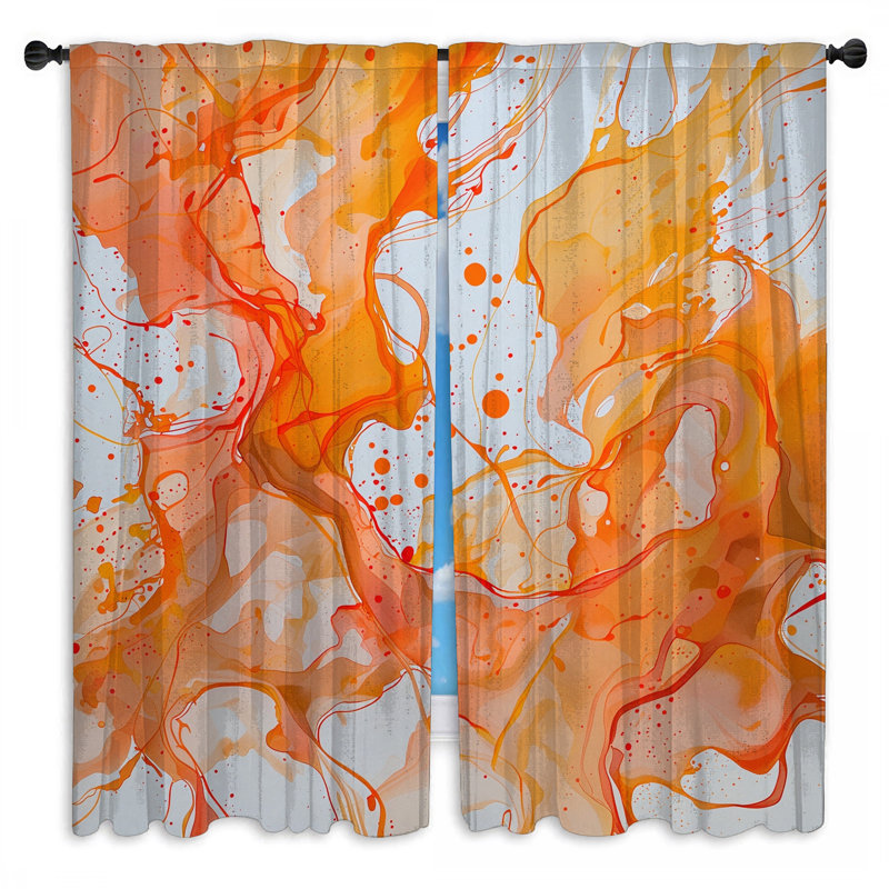 Rideaux de fenêtre abstraites à tourbillons et voilages abstraits - 2 panneaux, 40in x 80in - 2 panels