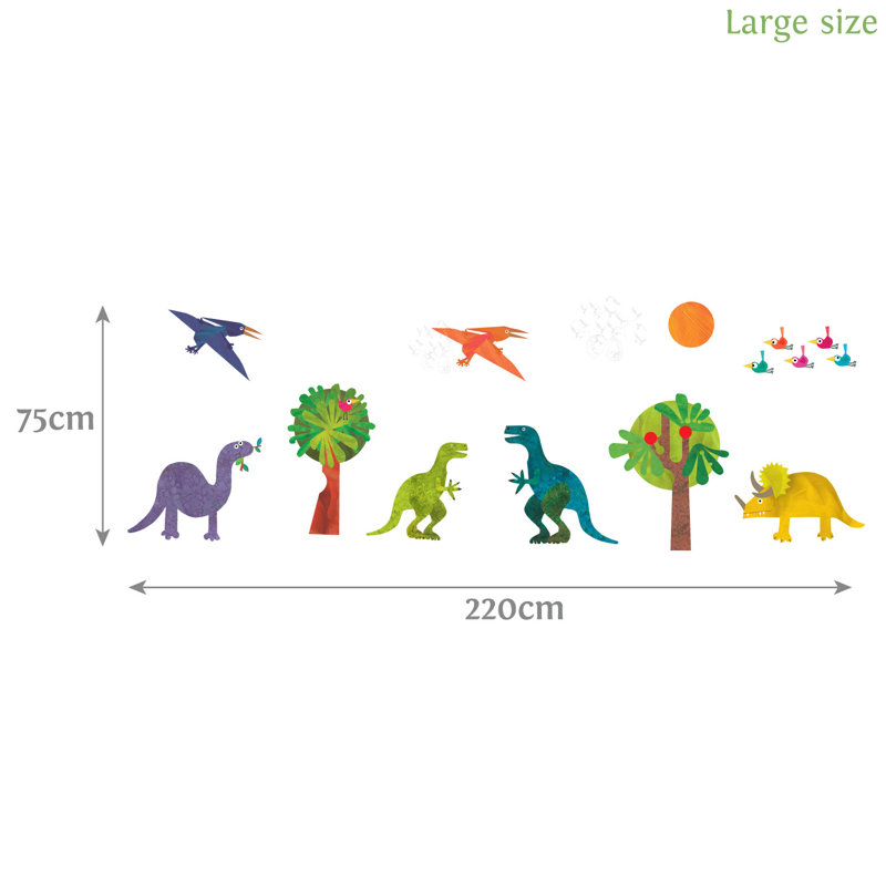 Dinosaur Wall Stickers, 75cm H x 220cm W
