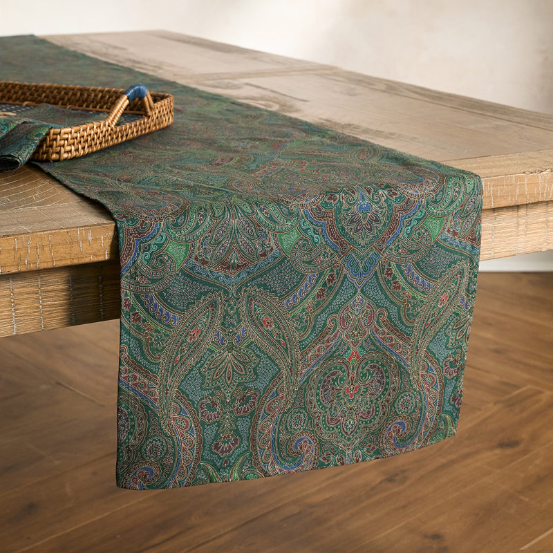 Paisley 18" x 90" Table Runner, Evergreen