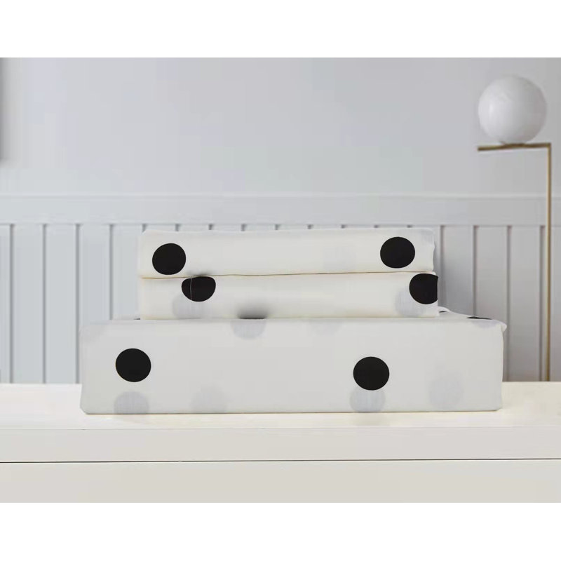 100% Cotton Twill Polka Dots Sheet Set, Twin XL