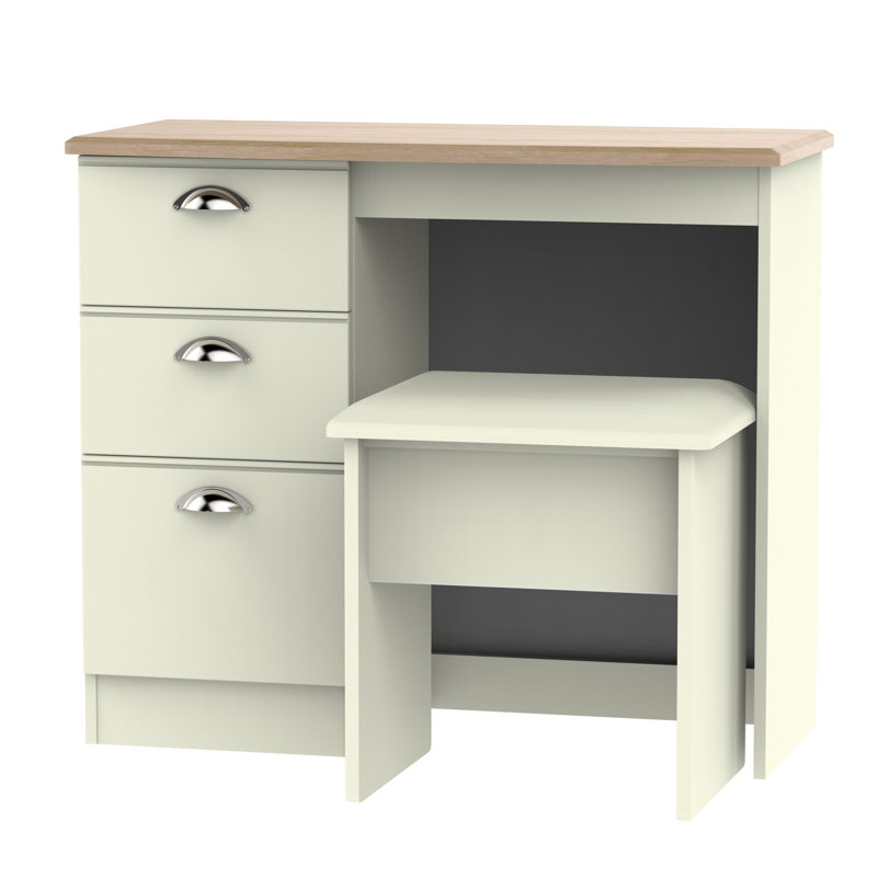 Fully Assembled McVille Dressing Table Set, Cream Ash