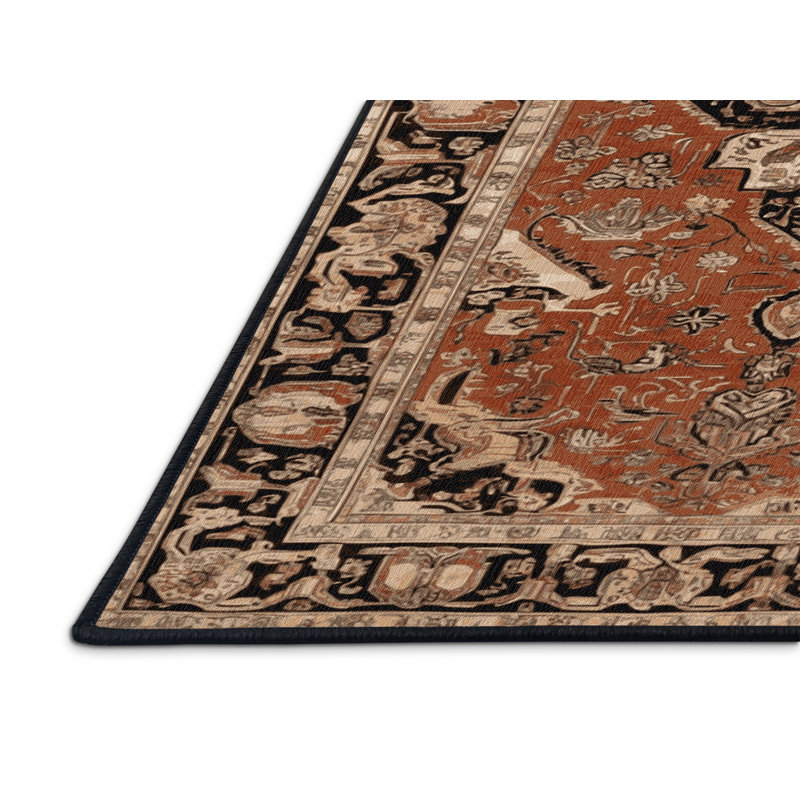 Tapis brun lavable à la machine, Rond 3 pi