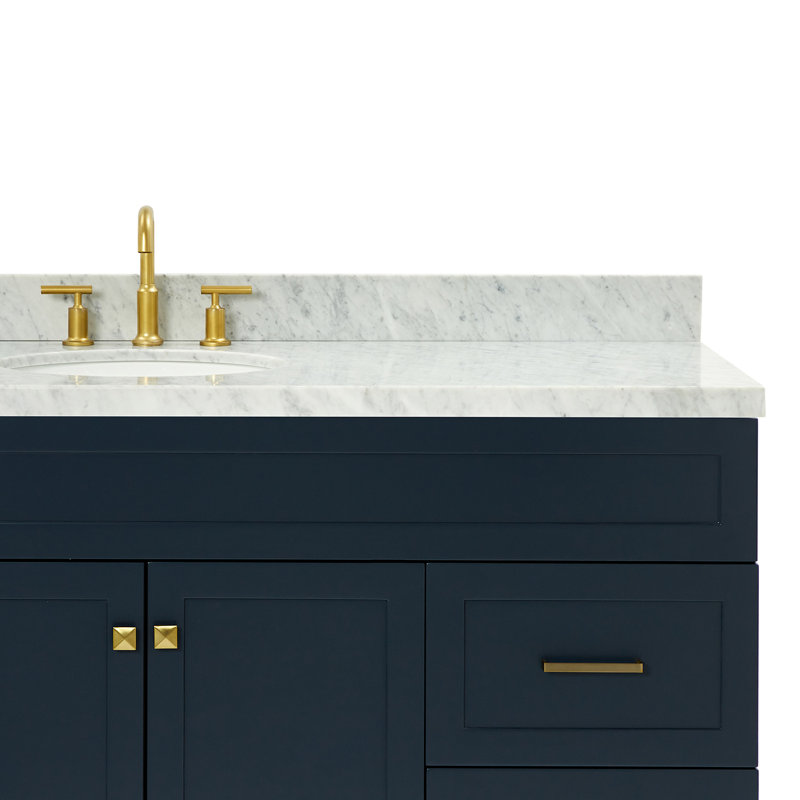 Abell 67'' Single Bathroom Vanity with Carrara Marble Top, Blue