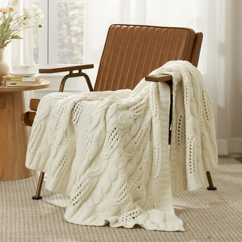 Jeté Elegant Chenille, Ivoire ivoire, L 50 po x L 60 po