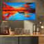 Coucher de soleil doré et ciel bleu au-dessus des voiliers - impression d'art graphique-29503323-34273945