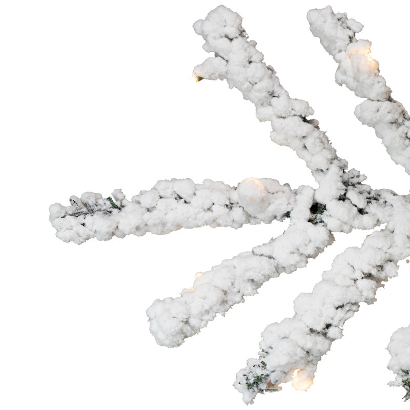 Pre-Lit Medium Flocked IPT Artificial Garden Christmas Tree - Warm White LED Lights, 6.5