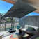 8' Square Medium Cantilever Umbrella Aluminum Offset with Base and 360-degree Rotation