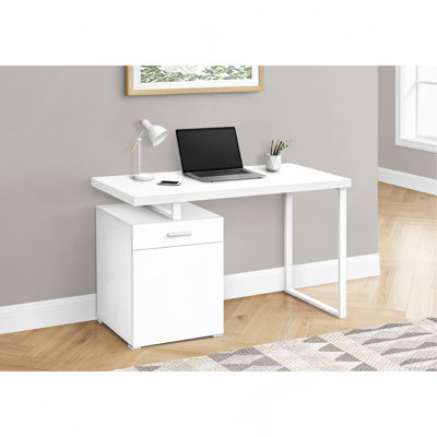 Bureau d'ordinateur, bureau personnel, ordinateur portable, installation à gauche, à droite, tiroirs de rangement, L 48 po, travail, stratifié, métal, contemporain