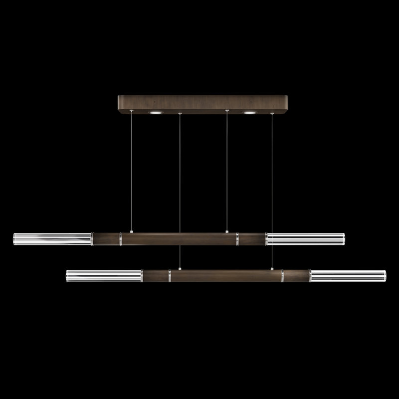 Antonia 71"W Linear Pendant, Bronze/Nickel