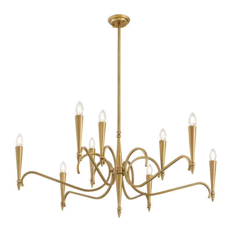  Tremont 9-Light Chandelier in Riviera Brass, 17.25" H x 38" W x 38" D, 9 Lights