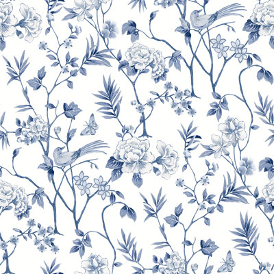 Chinoiserie Garden Robins Egg Peel and Stick Wallpaper