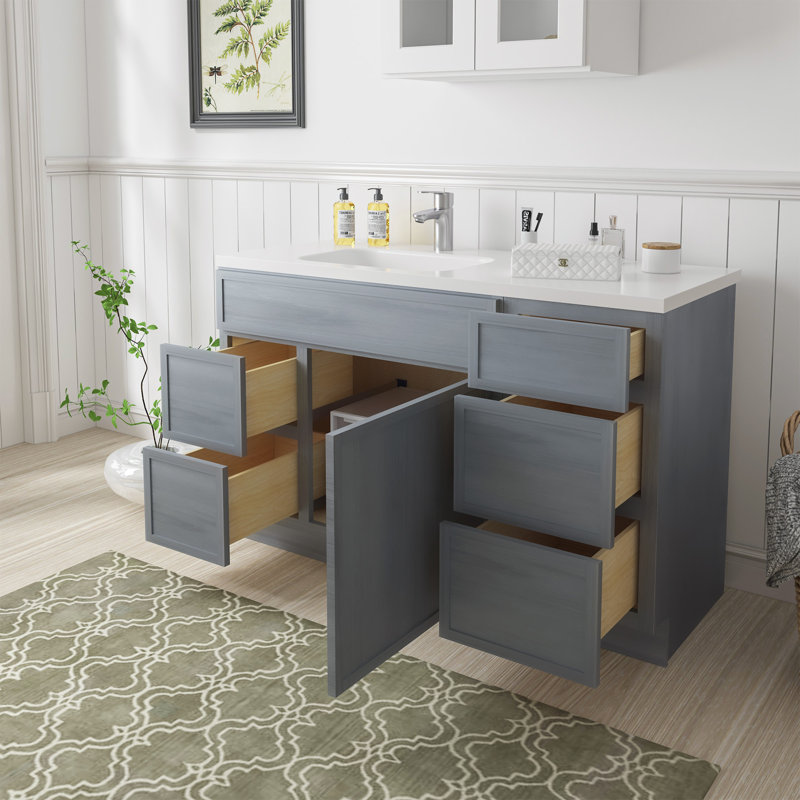 Base de meuble-lavabo simple 51 po seulement, Argent argent