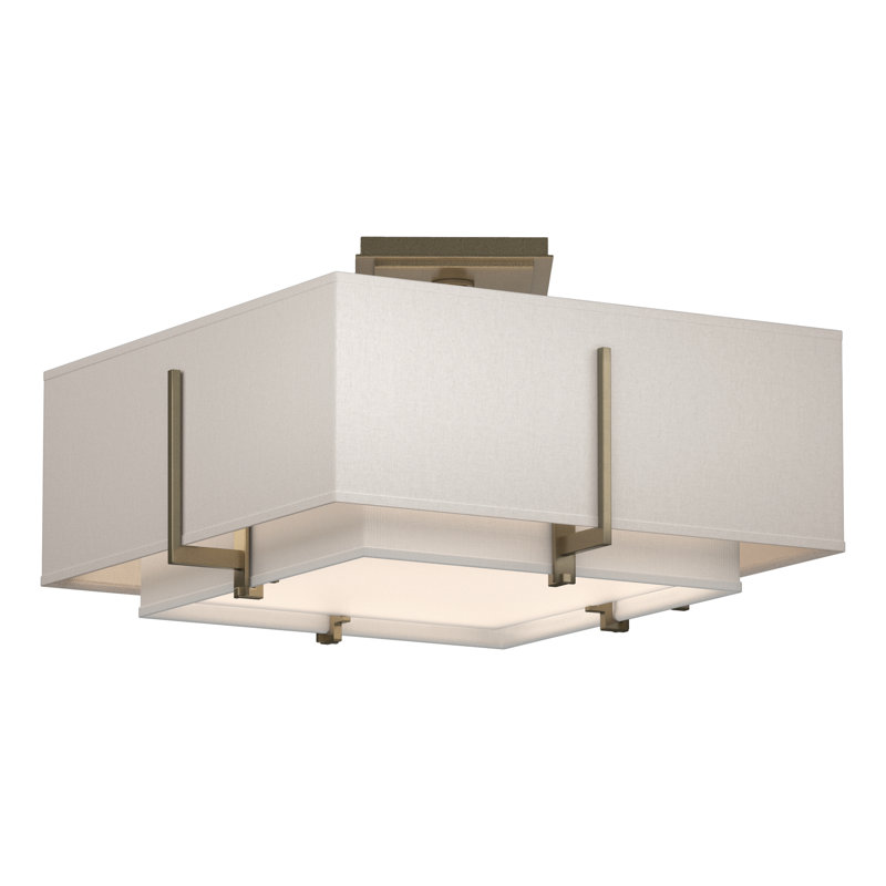 Plafonnier semi-encastré 2 lumières Exos, Anna ton naturel, Or doux