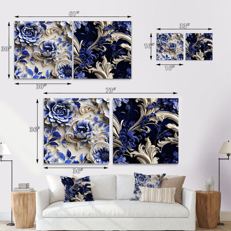 Danita - Ensemble de 2 art mural en verre acrylique, H 36 po x l 73 po