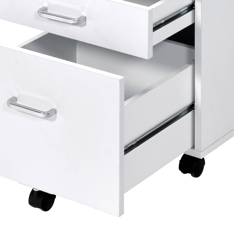 Bowden Contemporary 3-Drawer Rectangular File Cabinet with Wheels, White