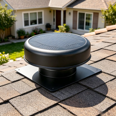 12" Flush-Mount Round Solar Attic Exhaust Fan,30W Dual Power Vent Fan with 3-Speed Remote and Adapter,25°C Auto Ventilation,MPPT Controller,1200 CFM Ventilator for Roof Garage Black