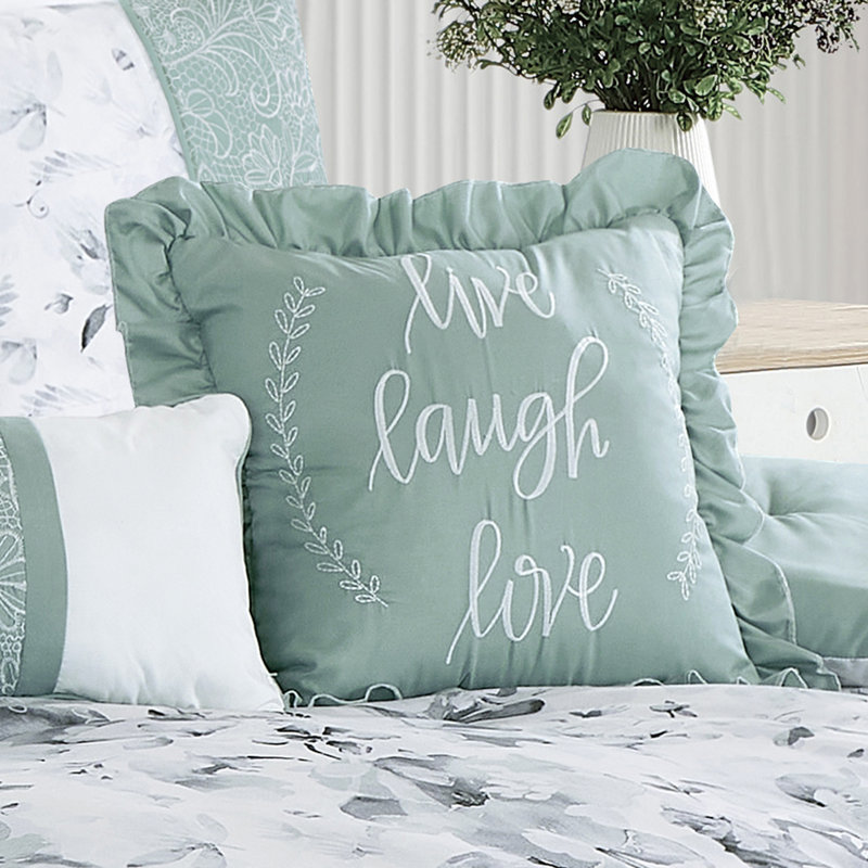 7 Piece Patchwork Brushed Microfiber Plain Weave Comforter Bedding Set, Aqua, Queen Comforter + 6 Additional Pieces